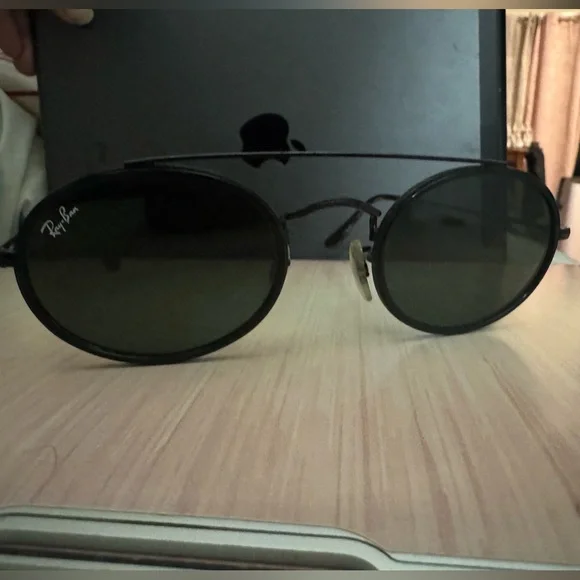 Ray-Ban Oval Double Bridge Unisex Sunglasses RB 3847-N, Black